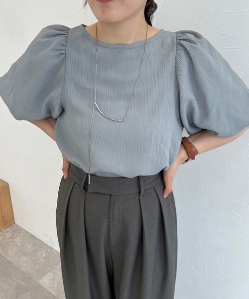 mysty woman（ミスティウーマン）の「［追加1］【WEB限定】フンワリパフスリーブブラウス　119296（シャツ/ブラウス・レディース・ブラック/アイボリー/グレイッシュブルー/ピンク・FREE）」の15枚目の写真