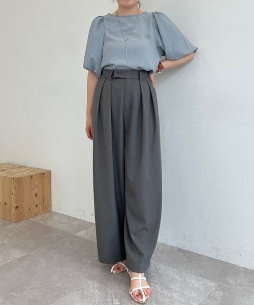 mysty woman（ミスティウーマン）の「［追加1］【WEB限定】フンワリパフスリーブブラウス　119296（シャツ/ブラウス・レディース・ブラック/アイボリー/グレイッシュブルー/ピンク・FREE）」の16枚目の写真