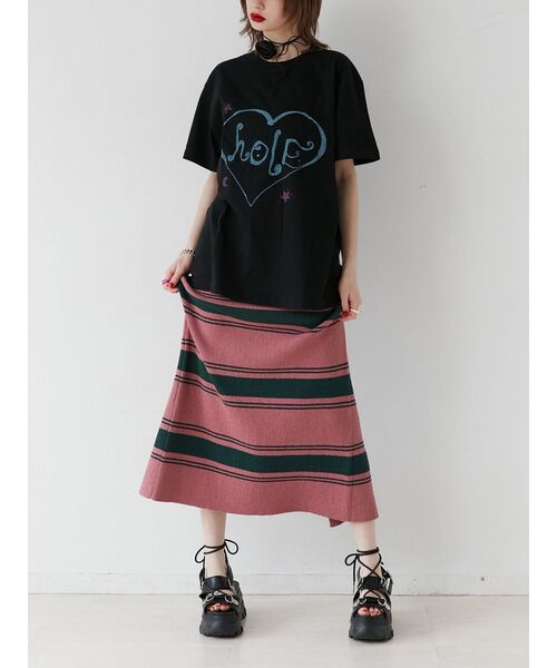 jouetie(ジュエティ)の「HOLEグラフィックBIGTシャツ【コラボ】(Tシャツ/カットソー・レディース・オフホワイト/ブラック・MEDIUM)」の7枚目の写真