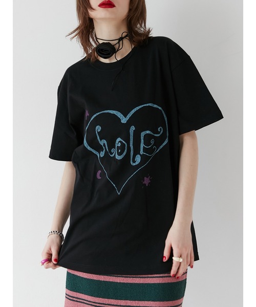 jouetie(ジュエティ)の「HOLEグラフィックBIGTシャツ【コラボ】(Tシャツ/カットソー・レディース・オフホワイト/ブラック・MEDIUM)」の2枚目の写真