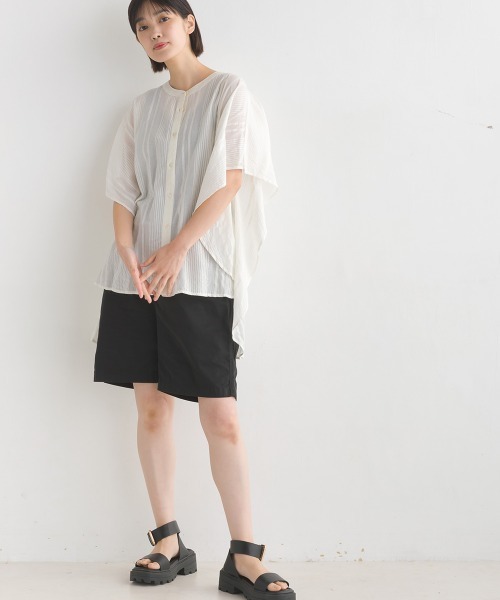 OMNES(オムネス)の「コットンドビードルマンシャツ半袖(シャツ/ブラウス・レディース・ホワイト/チャコール/ブラウン/ピンク・FREE)」の18枚目の写真
