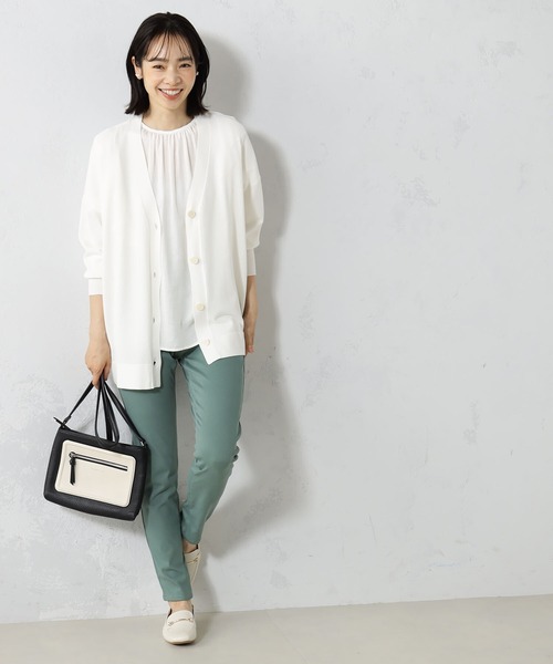 FOUND GOOD（ファウンドグッド）の「サラサラニットカーデ（カーディガン/ボレロ・レディース・ベージュ/グリーン系5/イエロー系5/ブルー系5/ブラック/ホワイト系5・S/M/L）」の2枚目の写真