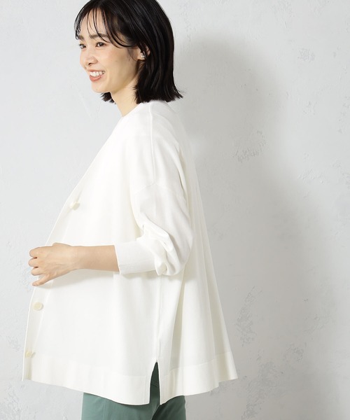 FOUND GOOD（ファウンドグッド）の「サラサラニットカーデ（カーディガン/ボレロ・レディース・ベージュ/グリーン系5/イエロー系5/ブルー系5/ブラック/ホワイト系5・S/M/L）」の7枚目の写真