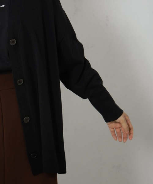 FOUND GOOD（ファウンドグッド）の「サラサラニットカーデ（カーディガン/ボレロ・レディース・ベージュ/グリーン系5/イエロー系5/ブルー系5/ブラック/ホワイト系5・S/M/L）」の12枚目の写真