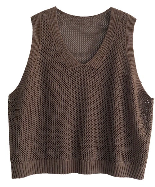 セール】メッシュ透かし編みサマーニットベスト サマーニット きれいめ