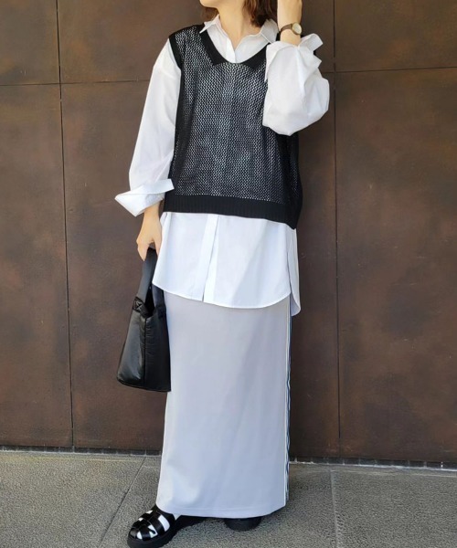 SEU（エスイーユー）の「メッシュ透かし編みサマーニットベスト サマーニット きれいめカジュアル オフィスカジュアル（ベスト・レディース・アイボリー/グリーン/ブラウン/ブラック/ダークブラウン・フリー）」の7枚目の写真