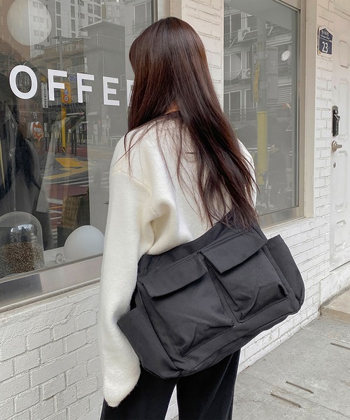 カーゴ ポケット キャンバス ショルダークロスバッグ（トートバッグ