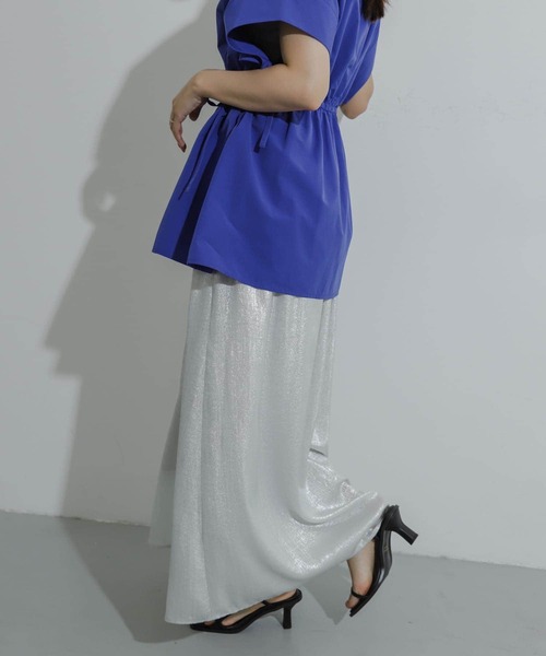 SENSE OF PLACE by URBAN RESEARCH(センスオブプレイスバイアーバンリサーチ)の「ハクプリントフレアスカート(スカート・レディース・チャコールグレー/ゴールド/シルバー/ブルー・MEDIUM/SMALL/TALL)」の14枚目の写真