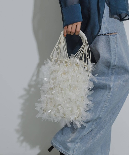 SENSE OF PLACE by URBAN RESEARCH（センスオブプレイスバイアーバンリサーチ）の「シアーフリンジバッグ（ショルダーバッグ・レディース・ピンク/アイボリー/ブラック・ONE）」の2枚目の写真