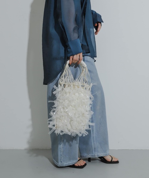 SENSE OF PLACE by URBAN RESEARCH（センスオブプレイスバイアーバンリサーチ）の「シアーフリンジバッグ（ショルダーバッグ・レディース・ピンク/アイボリー/ブラック・ONE）」の4枚目の写真