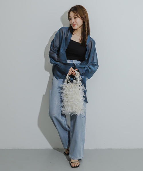 SENSE OF PLACE by URBAN RESEARCH（センスオブプレイスバイアーバンリサーチ）の「シアーフリンジバッグ（ショルダーバッグ・レディース・ピンク/アイボリー/ブラック・ONE）」の5枚目の写真