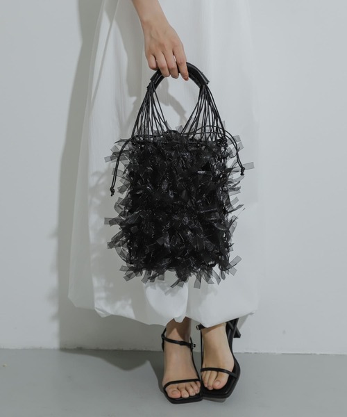 SENSE OF PLACE by URBAN RESEARCH（センスオブプレイスバイアーバンリサーチ）の「シアーフリンジバッグ（ショルダーバッグ・レディース・ピンク/アイボリー/ブラック・ONE）」の6枚目の写真