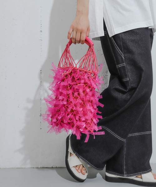 SENSE OF PLACE by URBAN RESEARCH（センスオブプレイスバイアーバンリサーチ）の「シアーフリンジバッグ（ショルダーバッグ・レディース・ピンク/アイボリー/ブラック・ONE）」の11枚目の写真