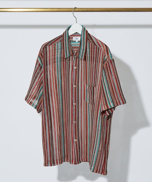 AH ABAHOUSE（エーエイチアバハウス）の「【AH ABAHOUSE】透かし編み 半袖 シャツ（シャツ/ブラウス・メンズ・イエロー/オレンジ/ブラウン/ブラック/ブルー/パープル/その他・48/46）」の10枚目の写真