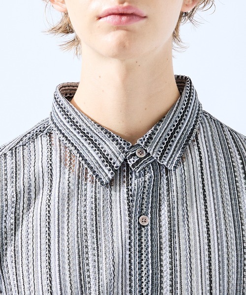 AH ABAHOUSE（エーエイチアバハウス）の「【AH ABAHOUSE】透かし編み 半袖 シャツ（シャツ/ブラウス・メンズ・イエロー/オレンジ/ブラウン/ブラック/ブルー/パープル/その他・48/46）」の15枚目の写真