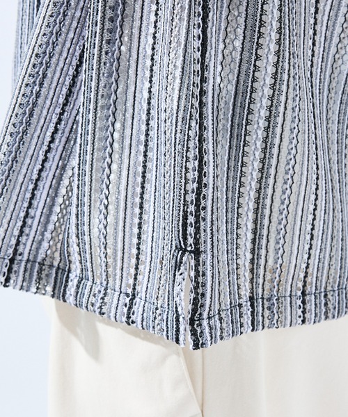 AH ABAHOUSE（エーエイチアバハウス）の「【AH ABAHOUSE】透かし編み 半袖 シャツ（シャツ/ブラウス・メンズ・イエロー/オレンジ/ブラウン/ブラック/ブルー/パープル/その他・48/46）」の18枚目の写真