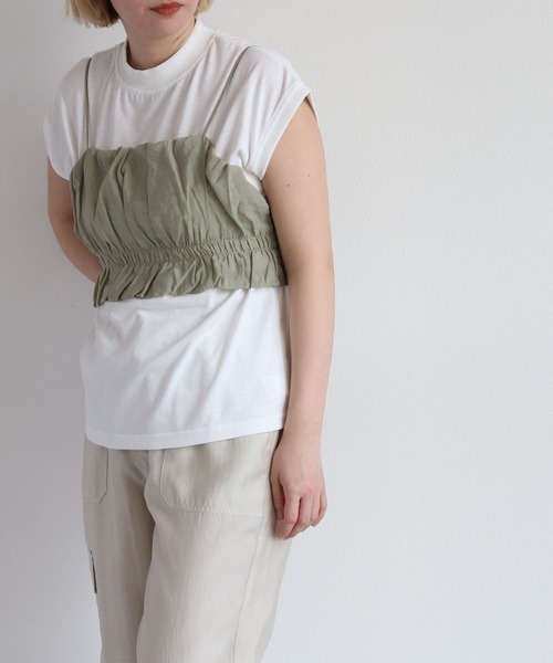 cepo（セポ）の「＜セットアイテム＞ビスチェ＋ノースリーブTee（ベスト・レディース・ベージュ/グリーン/ブラック・M）」の15枚目の写真