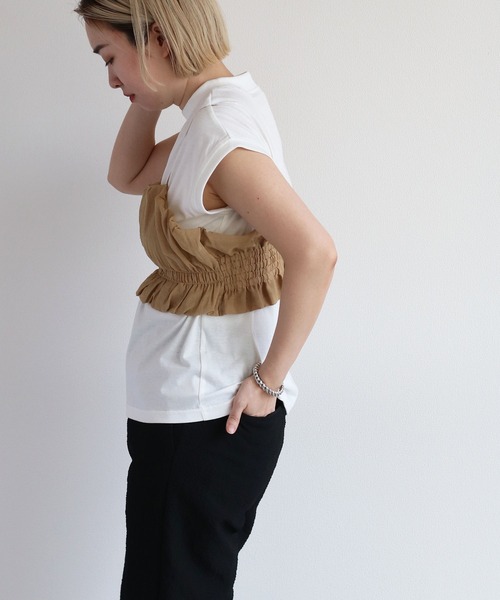 cepo（セポ）の「＜セットアイテム＞ビスチェ＋ノースリーブTee（ベスト・レディース・ベージュ/グリーン/ブラック・M）」の13枚目の写真