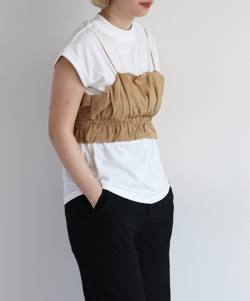 cepo（セポ）の「＜セットアイテム＞ビスチェ＋ノースリーブTee（ベスト・レディース・ベージュ/グリーン/ブラック・M）」の11枚目の写真