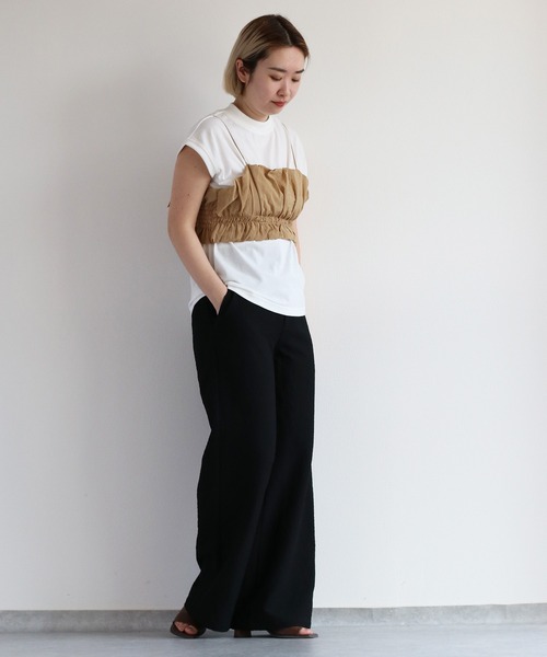 cepo（セポ）の「＜セットアイテム＞ビスチェ＋ノースリーブTee（ベスト・レディース・ベージュ/グリーン/ブラック・M）」の6枚目の写真