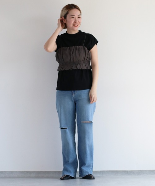 cepo（セポ）の「＜セットアイテム＞ビスチェ＋ノースリーブTee（ベスト・レディース・ベージュ/グリーン/ブラック・M）」の22枚目の写真