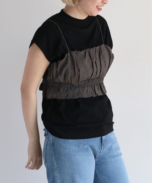 cepo（セポ）の「＜セットアイテム＞ビスチェ＋ノースリーブTee（ベスト・レディース・ベージュ/グリーン/ブラック・M）」の18枚目の写真