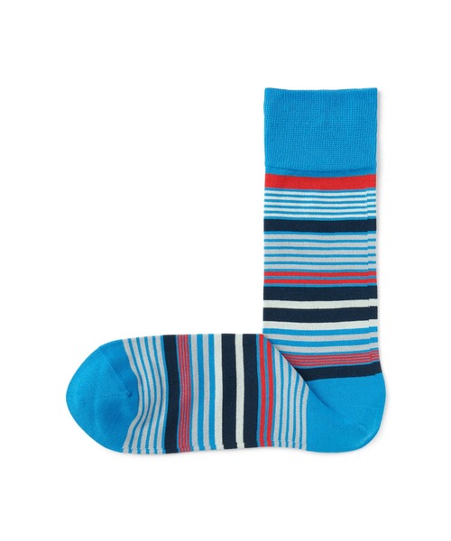 無印良品（ムジルシリョウヒン）の「紳士　光沢感のある綿糸で編んだ　足なり直角　靴下（ボーダー）（ソックス/靴下・メンズ・ライトグレー系4/ダークブラウン系2/ネイビー系1/ブルー系/レッド系4・25-27CM）」の4枚目の写真