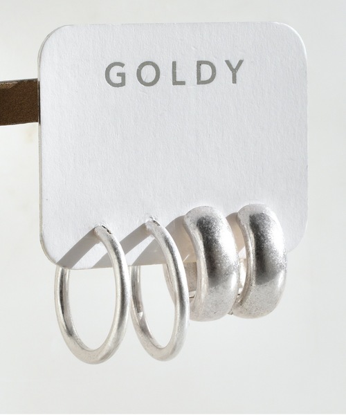 GOLDY(ゴールディ)の「ベーシック&ラウンド ライン 2ペア ピアス(ピアス(両耳用)・レディース・シルバー/ゴールド/シルバー系その他/ゴールド系その他・FREE)」の2枚目の写真