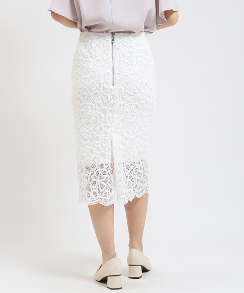TRUDEA(トルディア)の「リボンレースタイトスカート(スカート・レディース・ホワイト/チャコールグレー/ネイビー・SMALL/LARGE/MEDIUM)」の8枚目の写真