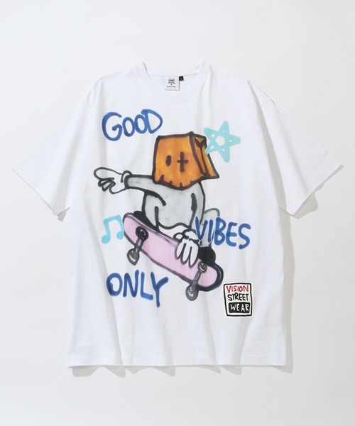 VISION STREET WEAR（ヴィジョンストリートウェア）の「【VISION STREET WEAR/ヴィジョンストリートウェア】×【guernika/ゲルニカ】アノニマウス グラフィックプリント半袖Tシャツ（Tシャツ/カットソー・メンズ・ホワイト/ブラック・M/L/LL）」の13枚目の写真