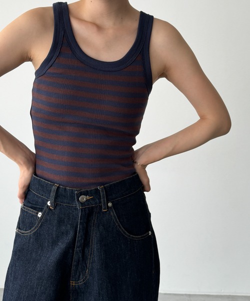 CANAL JEAN（キャナルジーン）の「Miller　パネルリブカップ付きタンクトップ（タンクトップ・レディース・ブラック/ブラウン系その他/ブラック系その他/ヘザーグレー/ブラウン系その他2/ネイビー系・ONE SIZE）」の5枚目の写真