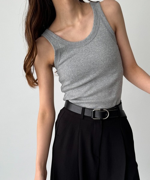 CANAL JEAN（キャナルジーン）の「Miller　パネルリブカップ付きタンクトップ（タンクトップ・レディース・ブラック/ブラウン系その他/ブラック系その他/ヘザーグレー/ブラウン系その他2/ネイビー系・ONE SIZE）」の3枚目の写真