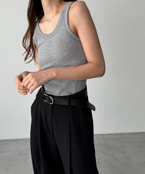 CANAL JEAN（キャナルジーン）の「Miller　パネルリブカップ付きタンクトップ（タンクトップ・レディース・ブラック/ブラウン系その他/ブラック系その他/ヘザーグレー/ブラウン系その他2/ネイビー系・ONE SIZE）」の11枚目の写真