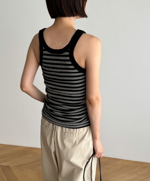 CANAL JEAN（キャナルジーン）の「Miller　パネルリブカップ付きタンクトップ（タンクトップ・レディース・ブラック/ブラウン系その他/ブラック系その他/ヘザーグレー/ブラウン系その他2/ネイビー系・ONE SIZE）」の9枚目の写真