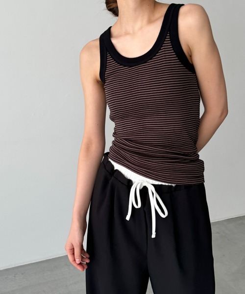 CANAL JEAN（キャナルジーン）の「Miller　パネルリブカップ付きタンクトップ（タンクトップ・レディース・ブラック/ブラウン系その他/ブラック系その他/ヘザーグレー/ブラウン系その他2/ネイビー系・ONE SIZE）」の16枚目の写真