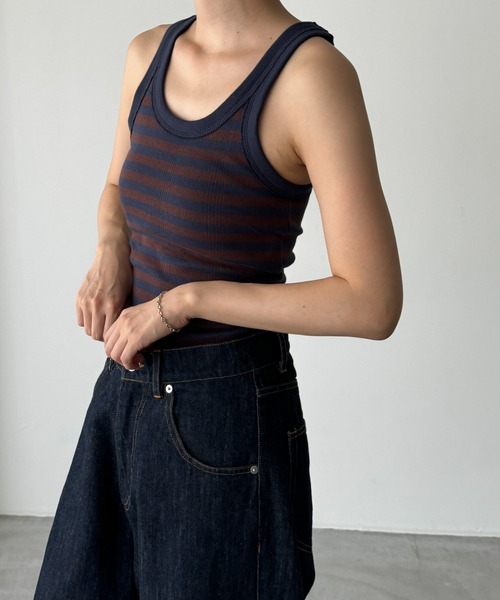 CANAL JEAN（キャナルジーン）の「Miller　パネルリブカップ付きタンクトップ（タンクトップ・レディース・ブラック/ブラウン系その他/ブラック系その他/ヘザーグレー/ブラウン系その他2/ネイビー系・ONE SIZE）」の14枚目の写真