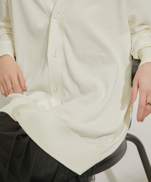 THEATRE PRODUCTS(シアタープロダクツ)の「【THEATRE PRODUCTS】コットンハイゲージロゴ刺繍ニットカーディガン【セットアップ対応】【WEB限定】(カーディガン/ボレロ・レディース・グレー/キナリ/ブラック・FREE)」の6枚目の写真