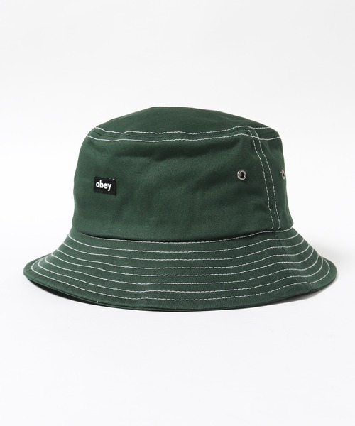 OBEY(オベイ)の「OBEY/オベイ MAC BUCKET HAT バケットハット ワンポイント ロゴ 配色 ステッチ(ハット・メンズ・ブラウン/グリーン・ONE SIZE)」の2枚目の写真