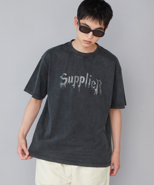 【セール】SUPPLIER/サプライヤー Vintage Wash Rhinestone Iron Logo Tee 半袖Tシャツ（Tシャツ/カットソー）｜SUPPLIER（サプライヤー）