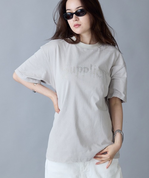 【セール】SUPPLIER/サプライヤー Vintage Wash Rhinestone Iron Logo Tee 半袖Tシャツ（Tシャツ/カットソー）｜SUPPLIER（サプライヤー）