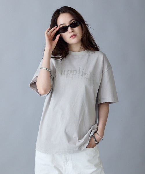 tシャツ SUPPLIER/サプライヤー Vintage Wash Rhinestone Iron Logo Tee 半袖Tシャツ レディース セール】SUPPLIER/サプライヤー Vintage Wash Rhinestone Iron