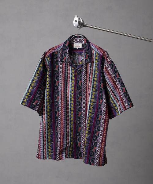 Art re A select(アトリエセレクト)の「【MADE IN JAPAN】ハリコットン総柄オーバーサイズ スーベニアオープンカラー 半袖 シャツ(シャツ/ブラウス・メンズ・ブラック系その他/パープル系その他/ブラック系その他2/ストライプ/カラフル/ホワイト系その他/レインボー/ブラック系その他3/パープル系その他2/ブルー系その他・LL/L/M)」の13枚目の写真