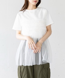 【SETUP7】フリルチュールドッキングTシャツ 224-841-6182