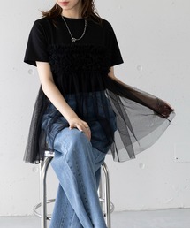 【SETUP7】フリルチュールドッキングTシャツ 224-841-6182