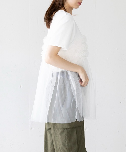 SETUP7(セットアップセブン)の「【SETUP7】フリルチュールドッキングTシャツ 224-841-6182(Tシャツ/カットソー・レディース・ホワイト/ブラック・FREE)」の14枚目の写真