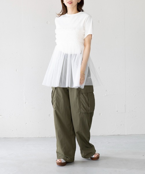 SETUP7(セットアップセブン)の「【SETUP7】フリルチュールドッキングTシャツ 224-841-6182(Tシャツ/カットソー・レディース・ホワイト/ブラック・FREE)」の16枚目の写真