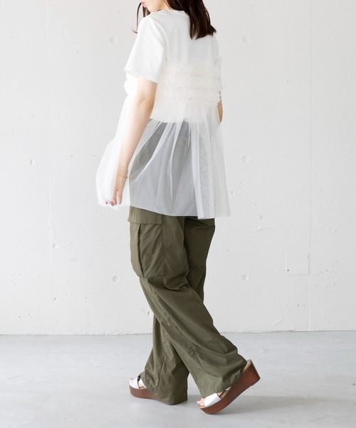 SETUP7(セットアップセブン)の「【SETUP7】フリルチュールドッキングTシャツ 224-841-6182(Tシャツ/カットソー・レディース・ホワイト/ブラック・FREE)」の18枚目の写真