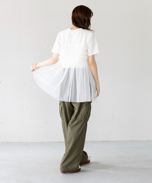 SETUP7(セットアップセブン)の「【SETUP7】フリルチュールドッキングTシャツ 224-841-6182(Tシャツ/カットソー・レディース・ホワイト/ブラック・FREE)」の19枚目の写真