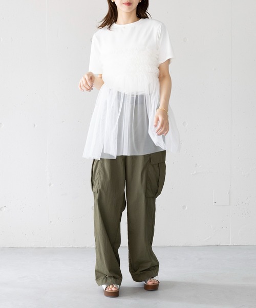 SETUP7(セットアップセブン)の「【SETUP7】フリルチュールドッキングTシャツ 224-841-6182(Tシャツ/カットソー・レディース・ホワイト/ブラック・FREE)」の17枚目の写真