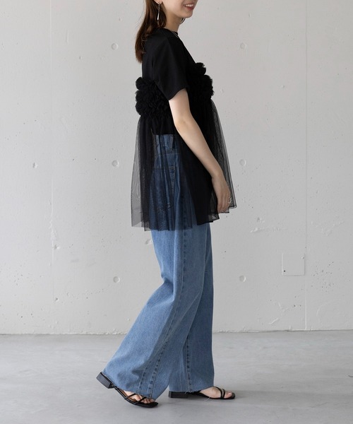 SETUP7(セットアップセブン)の「【SETUP7】フリルチュールドッキングTシャツ 224-841-6182(Tシャツ/カットソー・レディース・ホワイト/ブラック・FREE)」の8枚目の写真